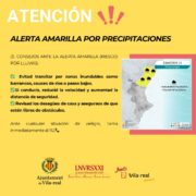 Alerta groga per pluges a la Comunitat Valenciana