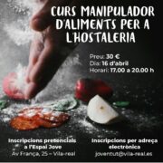 L’Espai Jove ofereix un curs de manipulador d’aliments per a professionals de l’hostaleria