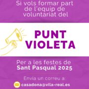 Inscripció per a formar part de l’equip de voluntariat del Punt Violeta en Pasqua