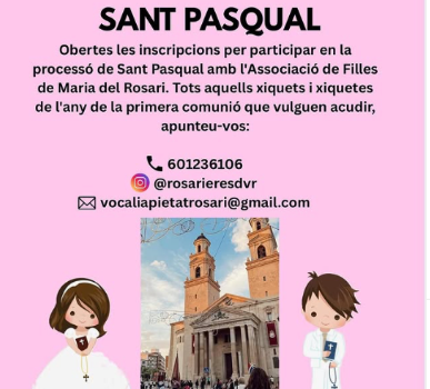 L’Associació de Filles de Maria del Rosari obri les inscripcions per a participar en la processó de Sant Pasqual