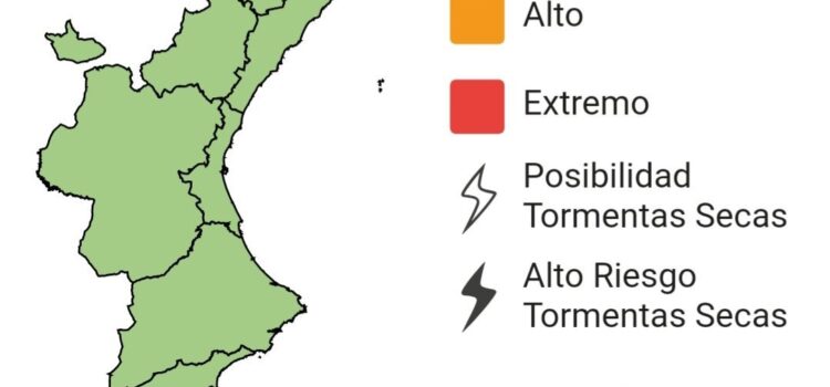 Tot el territori valencià es troba en nivell baix-mitjà de risc d’incendis forestals