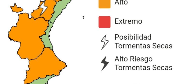 Alerta per alt risc d’incendis forestals a l’interior de la Comunitat Valenciana