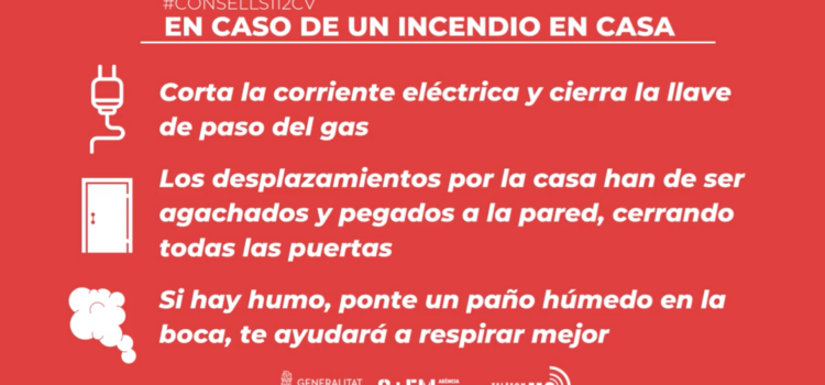 Consells essencials en cas d’incendi domèstic: la Generalitat Valenciana recorda com actuar amb seguretat