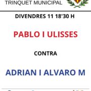 Gran partida de pilota valenciana aquest divendres al Trinquet Municipal