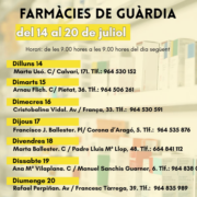 Farmàcies de guàrdia a Vila-real del 14 al 20 de juliol
