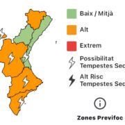 Risc alt d’incendis i tempestes seques a gran part de la Comunitat Valenciana