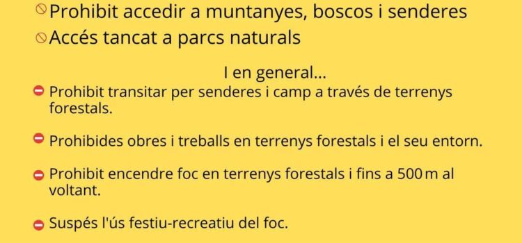 Vila-real alerta del risc extrem d’incendis: prohibides les activitats en zones forestals