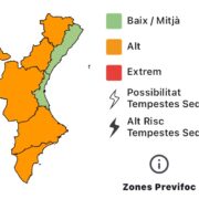 Alt risc d’incendis en gran part del territori valencià