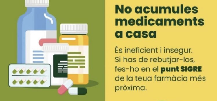 Sanitat recorda la importància de no acumular medicaments a casa